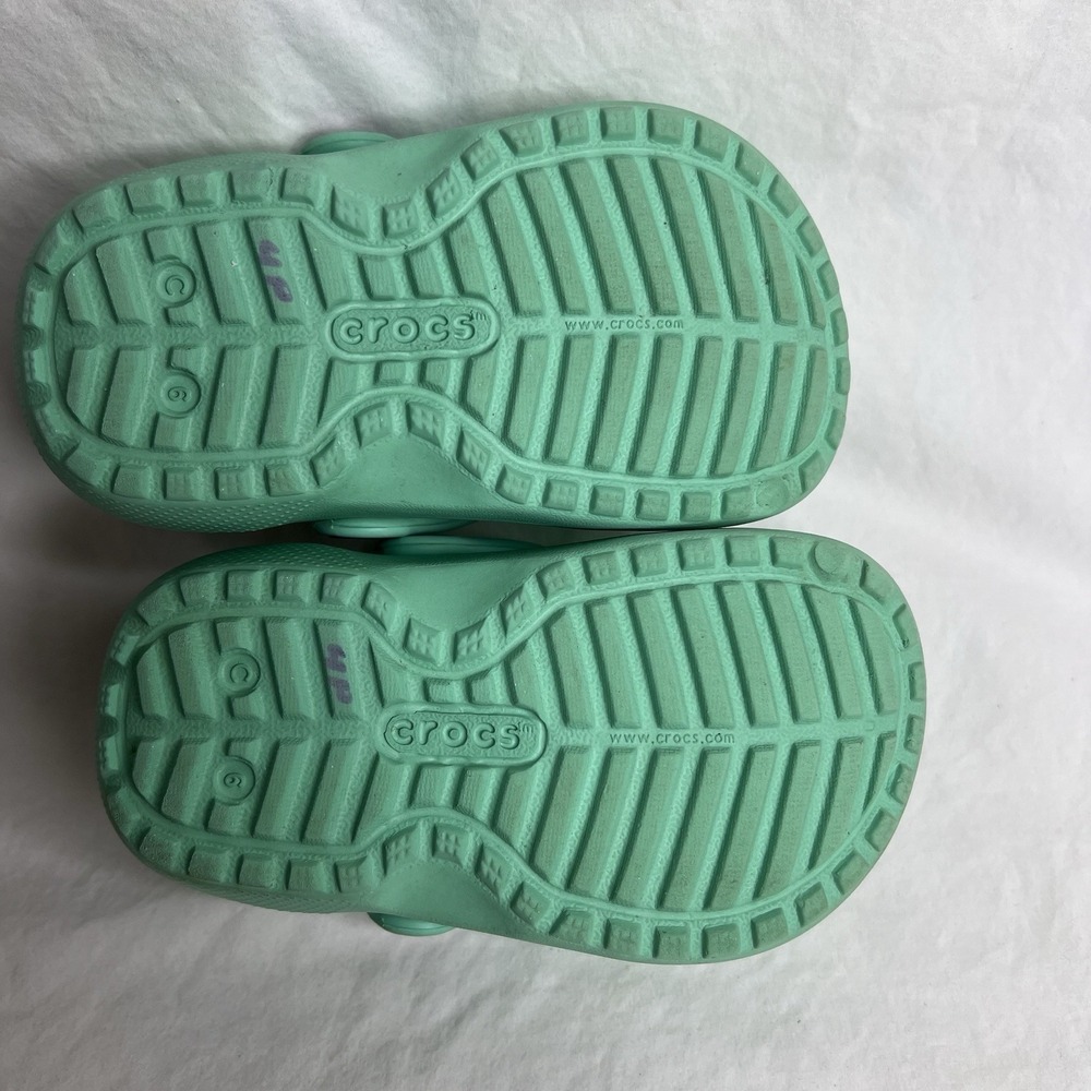 Crocs Lined Clogs Kids C6 Mint Green Fleece  Slip On Shoes Boys Girls - Picture 6 of 6